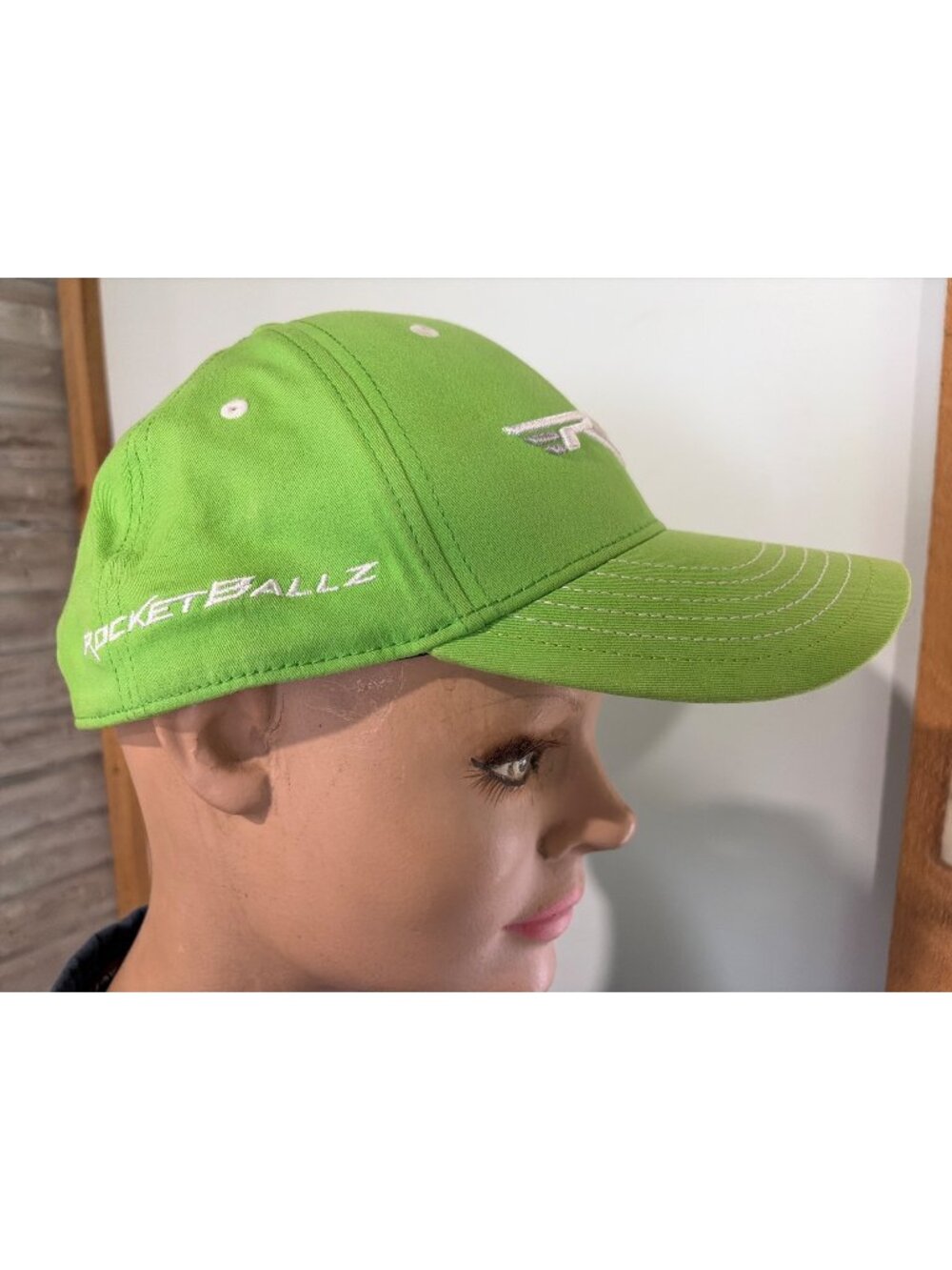 VTG TaylorMade RocketBallz Adjustable Golf Hat Green S/M 96% Cotton 4% Spandex